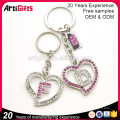 Moda metal personalizado rosa simulado pedra bling keychain